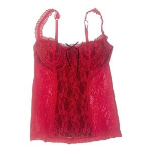 Y2K 2004 Victoria's Secret Red Lace Bustier Top Size S